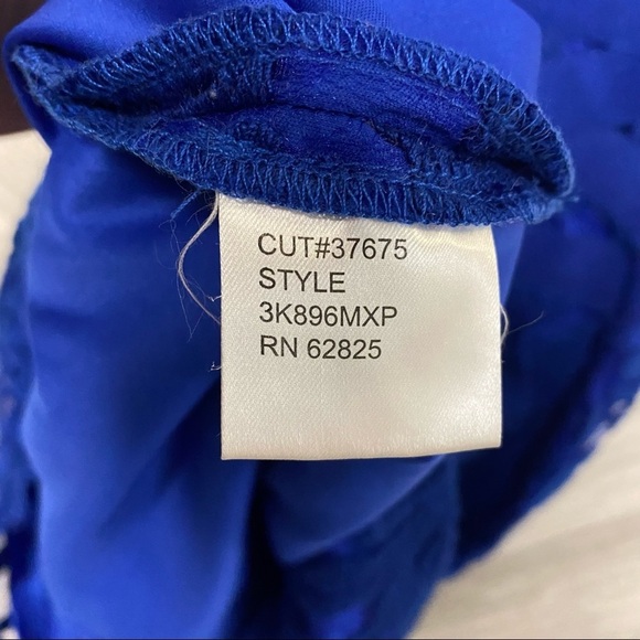 Tadashi Shoji | Embroidered Lace V Neck Sheath Dress In Marina Blue Size 2P - Picture 9 of 11